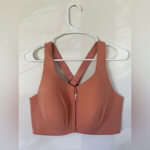 Knix Catalyst Front Zip Sports Bra Pink Ginger Cross Back High Support Size 7+